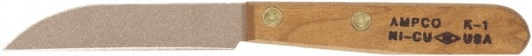 Ampco - 3-1/8" Long Blade, Nickel-Tin-Copper Alloy, Fine Edge, Fixed Blade Knife - 6.75" OAL, Wood Handle - Exact Tooling
