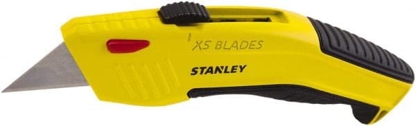 Stanley - Retractable Utility Knife - 1/2" Bi-Metal Blade, Black & Yellow Cast Metal Handle, 1 Blade Included - Exact Tooling