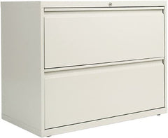ALERA - 36" Wide x 29" High x 19-1/4" Deep, 2 Drawer Lateral File with Lock - Steel, Light Gray - Exact Tooling