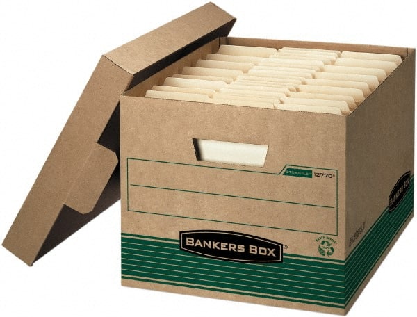 BANKERS BOX - 1 Compartment, 12 Inch Wide x 15 Inch Deep x 10 Inch High, File Storage Box - Paper, Kraft and Green - Exact Tooling