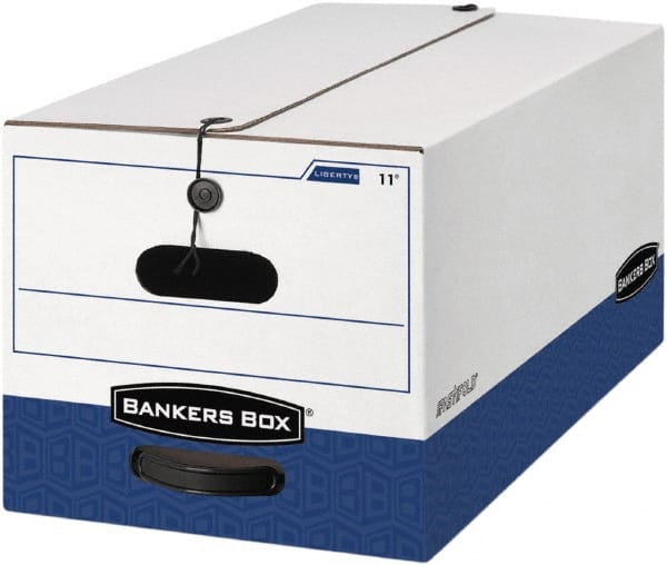 BANKERS BOX - 1 Compartment, 15 Inch Wide x 24 Inch Deep x 10 Inch High, File Storage Box - 1 Ply Side, 2 Ply Bottom, 2 Ply End, White and Blue - Exact Tooling