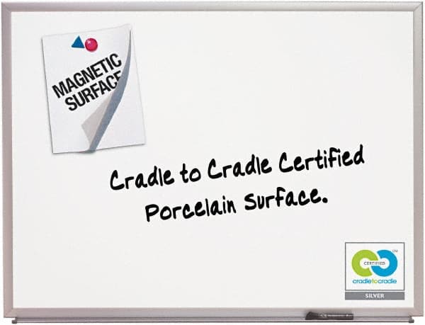 Quartet - 36" High x 60" Wide Porcelain on Steel Magnetic Marker Board - Anodized Aluminum, 3" Deep, Includes Full-length Accessory Tray, Dry-Erase Markers & Easy Mount Mounting Kit - Exact Tooling