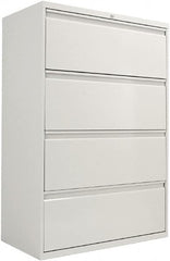 ALERA - 36" Wide x 54" High x 19-1/4" Deep, 4 Drawer Lateral File with Lock - Steel, Light Gray - Exact Tooling