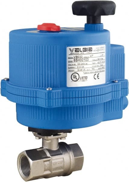 BONOMI - 2-1/2" Pipe, 24 VAC, DCV Voltage 1,000 psi WOG Rating 316 Stainless Steel Electric Actuated Ball Valve - PTFE Seal, Full Port, 150 psi WSP Rating, NPT End Connection - Exact Tooling