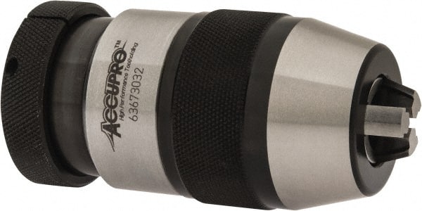 Accupro - JT2, 1/32 to 1/2" Capacity, Tapered Mount Drill Chuck - Keyless, 1.929" Sleeve Diam, 3-7/12" Open Length - Exact Tooling