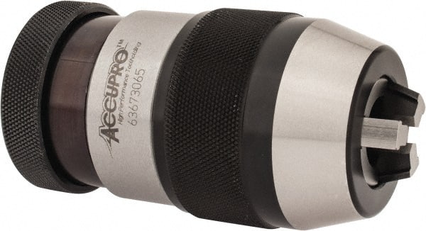 Accupro - JT6, 1/8 to 5/8" Capacity, Tapered Mount Drill Chuck - Keyless, 2.165" Sleeve Diam, 3.74" Open Length - Exact Tooling