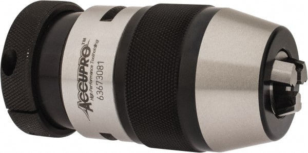 Accupro - JT2, 1/32 to 1/2" Capacity, Tapered Mount Drill Chuck - Keyless, 1.929" Sleeve Diam, 3-7/12" Open Length - Exact Tooling