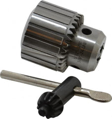 Accupro - 3/8-24, 1/32 to 3/8" Capacity, Threaded Mount Drill Chuck - Keyed, 43mm Sleeve Diam, 53mm Open Length - Exact Tooling