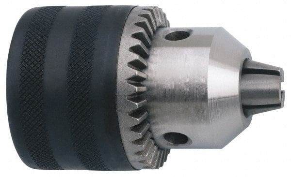 Accupro - 3/8-24, 1/32 to 3/8" Capacity, Threaded Mount Steel Drill Chuck - Keyed, 33mm Sleeve Diam, 50mm Open Length - Exact Tooling