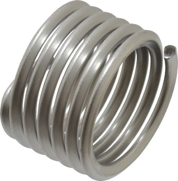 Recoil - 1-8 UNC, 1" OAL, Free Running Helical Insert - 6-3/8 Free Coils, Tanged, Stainless Steel, Bright Finish, 1D Insert Length - Exact Tooling
