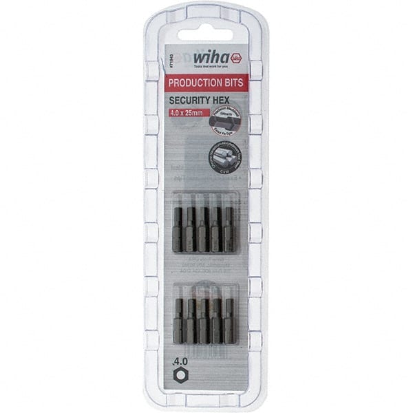 Wiha - 4mm Hex Screwdriver Bit - 1/4" Drive, 1" OAL - Exact Tooling