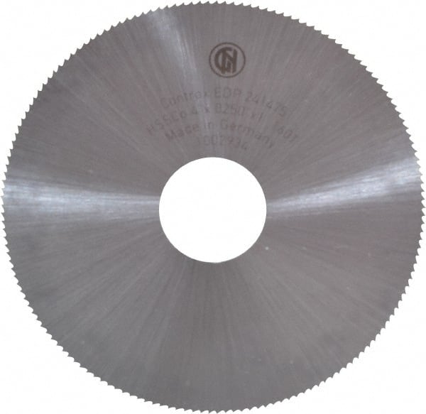 Controx - 4" Diam x 0.025" Blade Thickness x 1" Arbor Hole Diam, 160 Tooth Slitting and Slotting Saw - Arbor Connection, Right Hand, Uncoated, Cobalt, Concave Ground - Exact Tooling