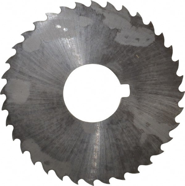 Controx - 2" Diam x 0.0469" Blade Thickness x 5/8" Arbor Hole Diam, 36 Tooth Slitting and Slotting Saw - Arbor Connection, Right Hand, Uncoated, Cobalt, 15° Rake, Concave Ground, Contains Keyway - Exact Tooling