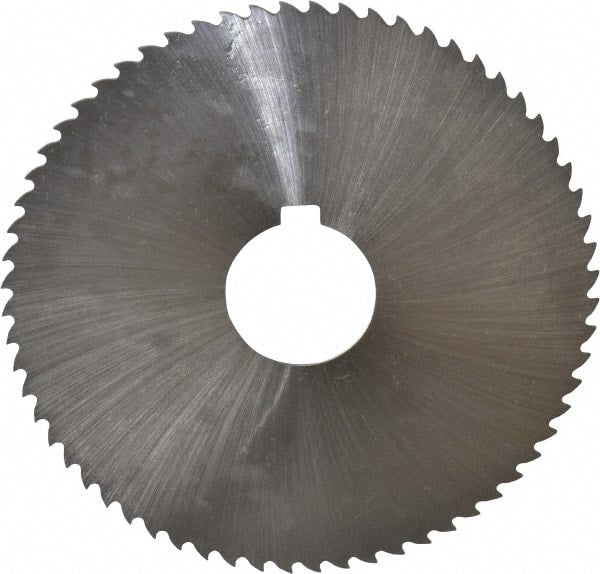 Controx - 4" Diam x 0.04" Blade Thickness x 1" Arbor Hole Diam, 64 Tooth Slitting and Slotting Saw - Arbor Connection, Right Hand, Uncoated, Cobalt, 15° Rake, Concave Ground, Contains Keyway - Exact Tooling
