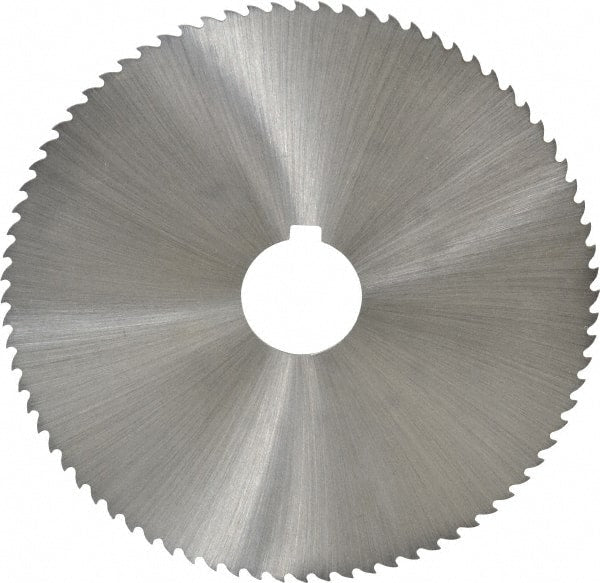 Controx - 5" Diam x 0.0469" Blade Thickness x 1" Arbor Hole Diam, 80 Tooth Slitting and Slotting Saw - Arbor Connection, Right Hand, Uncoated, Cobalt, 15° Rake, Concave Ground, Contains Keyway - Exact Tooling