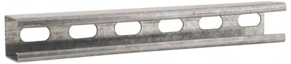 Cooper B-Line - 10' Long x 1-5/8" Wide x 1-5/8" High, 12 Gauge, Strip Steel, Half Slot Framing Channel & Strut - 0.105" Thick, Pre-Galvanized - Exact Tooling