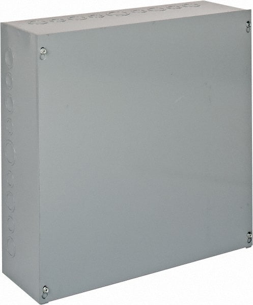 Cooper B-Line - Steel Junction Box Enclosure Screw Flat Cover - NEMA 1, 18" Wide x 18" High x 6" Deep - Exact Tooling