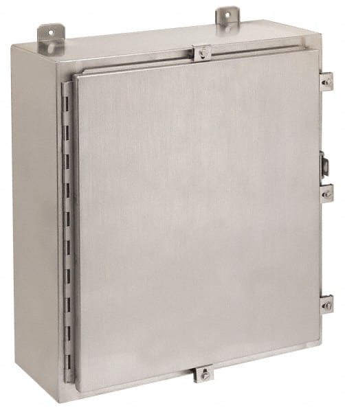 Cooper B-Line - Stainless Steel Standard Enclosure Hinge Flat Cover - NEMA 4, 12, 13, 4X, 24" Wide x 36" High x 8" Deep, Corrosion Resistant, Rainproof & Watertight - Exact Tooling