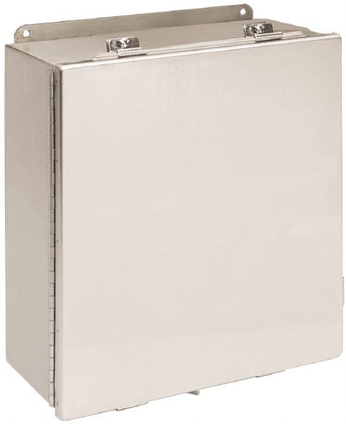 Cooper B-Line - Stainless Steel Standard Enclosure Hinge Flat Cover - NEMA 4, 12, 13, 3RX, 4X, 12" Wide x 12" High x 6" Deep, Corrosion Resistant, Dust-tight, Rainproof & Watertight - Exact Tooling