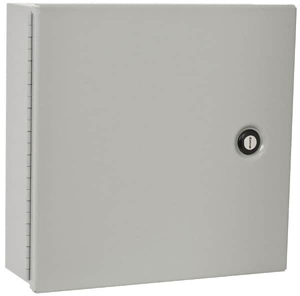 Cooper B-Line - Steel Standard Enclosure Hinge Flat Cover - NEMA 1, 12" Wide x 12" High x 4" Deep - Exact Tooling
