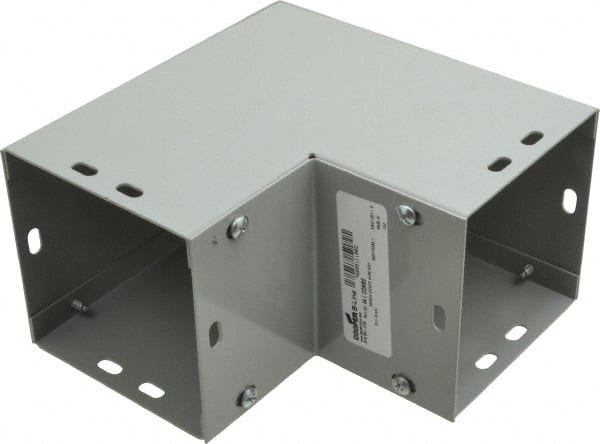 Cooper B-Line - 4 Inch Wide x 4 Inch High, Raceway Elbow End - 90°, Gray, For Use with Lay In Wireways, Type 1 Screw Cover Wireway - Exact Tooling