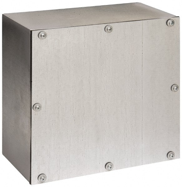 Cooper B-Line - Steel Junction Box Enclosure Screw Flat Cover - NEMA 3, 12, 12" Wide x 12" High x 6" Deep, Rainproof - Exact Tooling