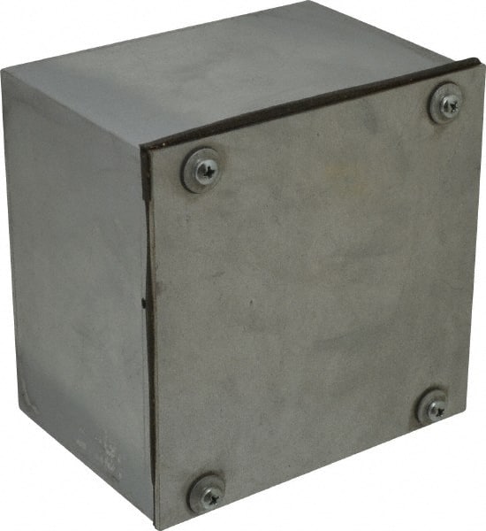 Cooper B-Line - Steel Junction Box Enclosure Screw Flat Cover - NEMA 3, 12, 6" Wide x 6" High x 4" Deep, Dust-tight & Rainproof - Exact Tooling