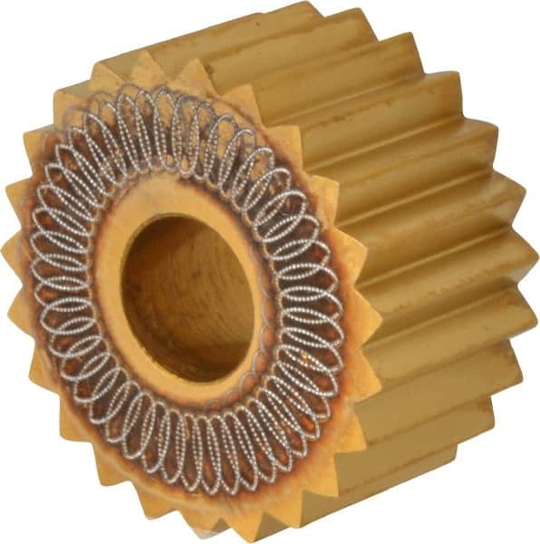 Dorian Tool - 3/4" Diam, 90° Tooth Angle, 10 TPI, Standard (Shape), Form Type High Speed Steel Straight Knurl Wheel - 3/8" Face Width, 1/4" Hole, Circular Pitch, Bright Finish, Series A - Exact Tooling