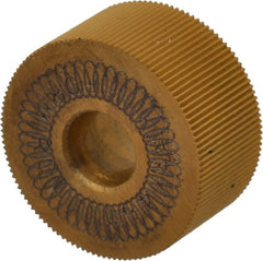 Dorian Tool - 3/4" Diam, 70° Tooth Angle, 50 TPI, Standard (Shape), Form Type High Speed Steel Straight Knurl Wheel - 3/8" Face Width, 1/4" Hole, Circular Pitch, Bright Finish, Series A - Exact Tooling