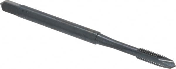 OSG - M3x0.50 Metric Coarse, 2 Flute, Oxide Finish, High Speed Steel Spiral Point Tap - Plug Chamfer, Right Hand Thread, 1-15/16" OAL, 5/8" Thread Length, 0.141" Shank Diam, 6H Class of Fit, Series 142 - Exact Tooling