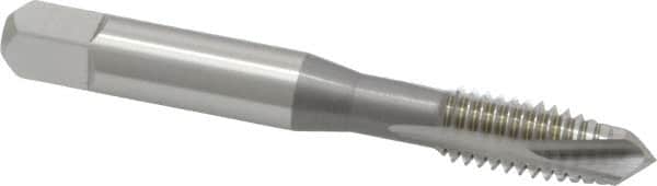 OSG - 3/8-16 UNC, 3 Flute, Bright Finish, High Speed Steel Spiral Point Tap - Plug Chamfer, Right Hand Thread, 2-15/16" OAL, 1-1/4" Thread Length, 0.381" Shank Diam, Series 105 - Exact Tooling
