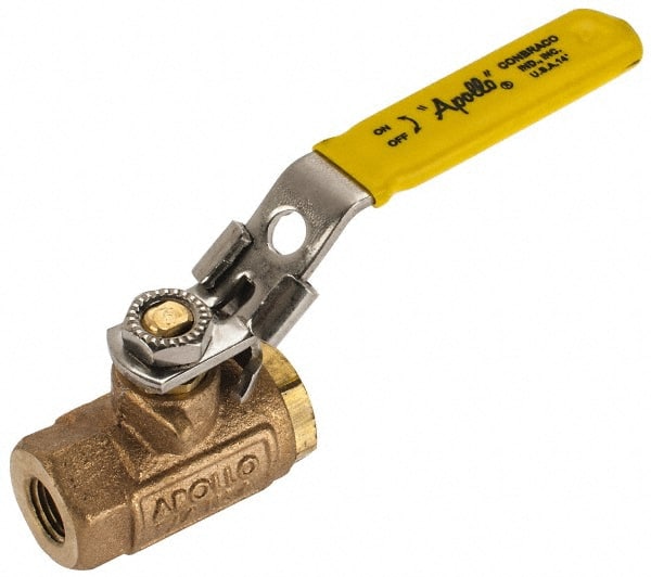Apollo - 1/4" Pipe, Standard Port, Bronze Standard Ball Valve - 2 Piece, NPT Ends, Locking Lever Handle, 600 WOG, 150 WSP - Exact Tooling