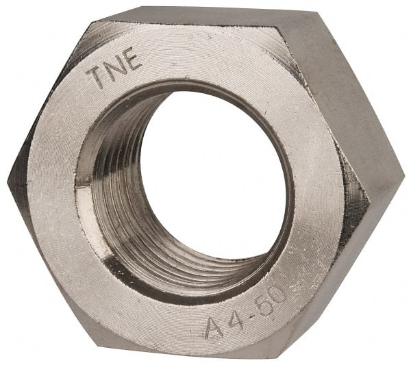Value Collection - M45x4.50 Metric Coarse Stainless Steel Right Hand Hex Nut - 70mm Across Flats, 36mm High, Uncoated - Exact Tooling
