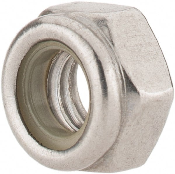 Value Collection - M6x1.00 Metric Coarse 316 & Austenitic Grade A4 Hex Lock Nut with Nylon Insert - 6mm High, Uncoated - Exact Tooling