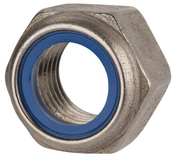 Value Collection - M22x2.50 Metric Coarse 316 & Austenitic Grade A4 Hex Lock Nut with Nylon Insert - 22mm High, Uncoated - Exact Tooling