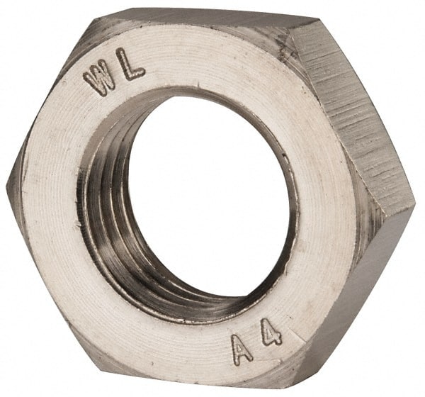 Value Collection - M27x3.00 Metric Coarse Stainless Steel Right Hand Hex Jam Nut - 41mm Across Flats, 13.5mm High, Uncoated - Exact Tooling