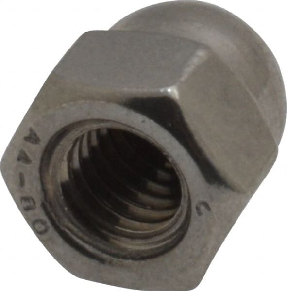 Value Collection - M6x1 Metric Coarse, 10mm Width Across Flats, Uncoated, Stainless Steel Acorn Nut - 12mm Overall Height, Austenitic A4, DIN 1587 - Exact Tooling