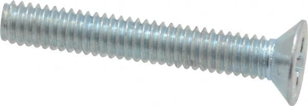 Value Collection - M2.5x0.45 Metric Coarse, 16mm OAL Phillips Drive Machine Screw - Flat Head, Grade 4.8 Steel, Zinc-Plated Finish, Without Washer - Exact Tooling
