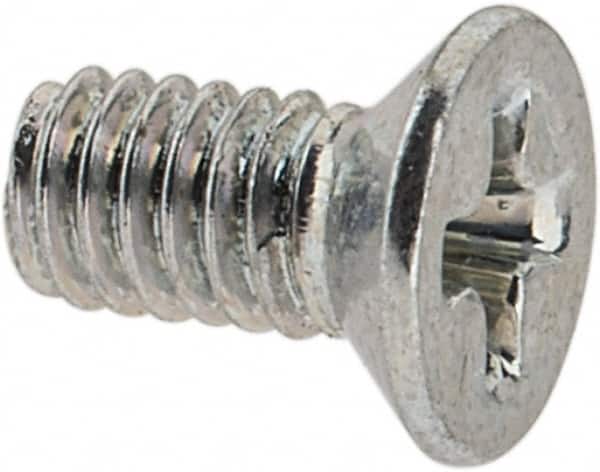 Value Collection - M2.5x0.45 Metric Coarse, 5mm OAL Phillips Drive Machine Screw - Flat Head, Grade 4.8 Steel, Zinc-Plated Finish, Without Washer - Exact Tooling