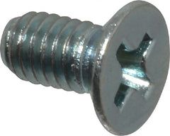 Value Collection - M4x0.70 Metric Coarse, 8mm OAL Phillips Drive Machine Screw - Flat Head, Grade 4.8 Steel, Zinc-Plated Finish, Without Washer - Exact Tooling