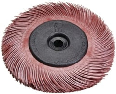 3M - 6" Diam, 7/16" Max Face Width, Plain Hole Radial Bristle Brush - 220 Grit, Very Fine Grade, 10,000 Max RPM, Red - Exact Tooling