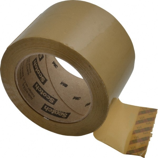 3M - 3" x 110 Yd Natural (Color) Rubber Adhesive Sealing Tape - Polypropylene Film Backing, 1.9 mil Thick, 44 Lb Tensile Strength, Series 371 - Exact Tooling