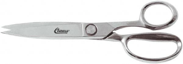 Clauss - 7" LOC, 10" OAL Chrome Plated Trimmers - Steel Straight Handle, For Paper, Fabric - Exact Tooling