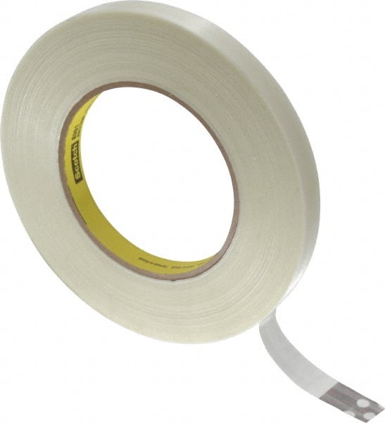 3M - 1/2" x 60 Yd Clear Rubber Adhesive Packaging Tape - Polypropylene Film Backing, 6.6 mil Thick, 380 Lb Tensile Strength, Series 8981 - Exact Tooling