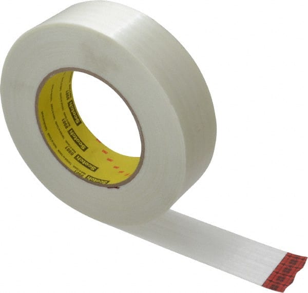 3M - 1-1/2" x 60 Yd Clear Rubber Adhesive Packaging Tape - Polypropylene Film Backing, 6.6 mil Thick, 380 Lb Tensile Strength, Series 8981 - Exact Tooling
