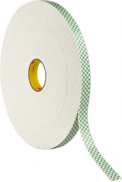 3M - 1" x 36 Yd Acrylic Adhesive Double Sided Tape - 1/8" Thick, Off-White, Urethane Foam Liner, Continuous Roll, Series 4008 - Exact Tooling