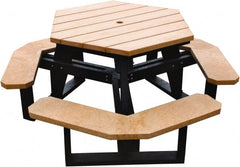Vestil - 69-1/2" Long x 69-1/2" Wide x 30-1/2" High Stationary Activity/Utility Table without Back Rests - ADA Version - Cedar & Black, Plastic - Exact Tooling