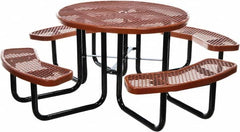 Vestil - 81-1/4" Long x 81-1/4" Wide x 29" High Stationary Activity/Utility Table without Back Rests - Brown, Steel - Exact Tooling