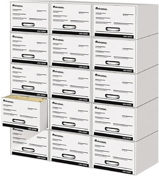 UNIVERSAL - 15 Compartment, 14 Inch Wide x 25-1/2 Inch Deep x 11-1/2 Inch High, File Storage Box - Plastic, White - Exact Tooling