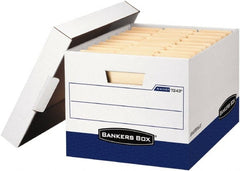 BANKERS BOX - 1 Compartment, 12 Inch Wide x 15 Inch Deep x 10 Inch High, File Storage Box - Paper, White and Blue - Exact Tooling